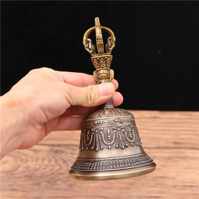 Nepal Vajra Bell Handmade Brass Tibet Buddhism Style Carved Bodhisattva Pattern Orff Musical Instruments for Beginners 2022 New