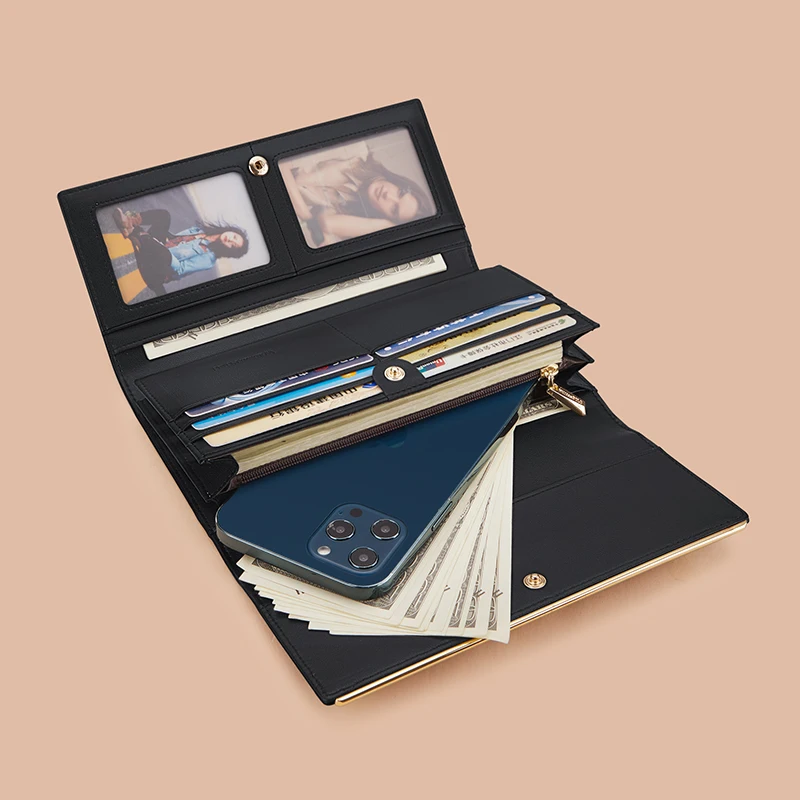 Длинный кошелек многофункциональный кожаный для женщин Модный ручной большой