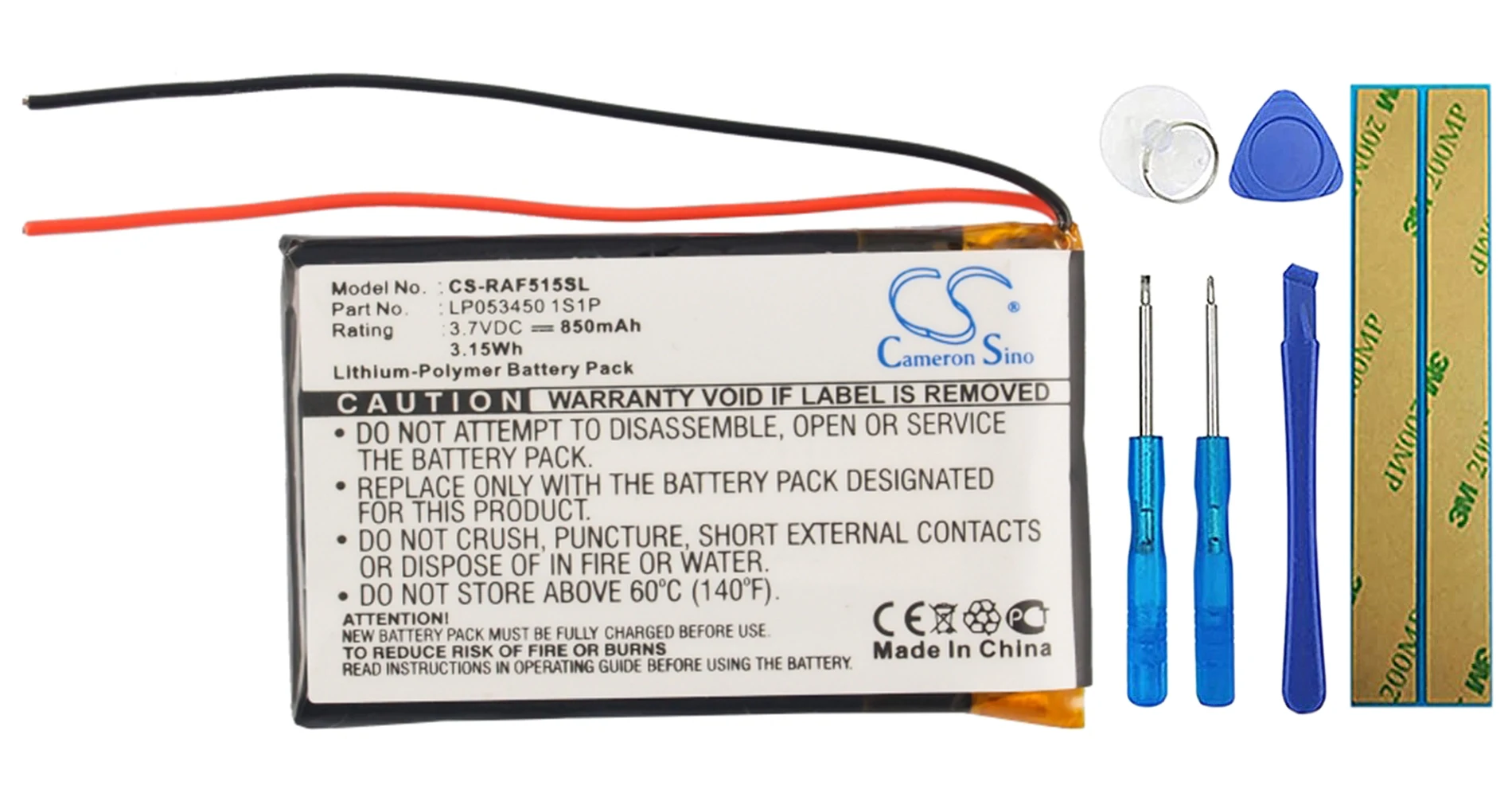 

Cameron Sino 850mA Battery for RAC 515F LP053450 1S1P