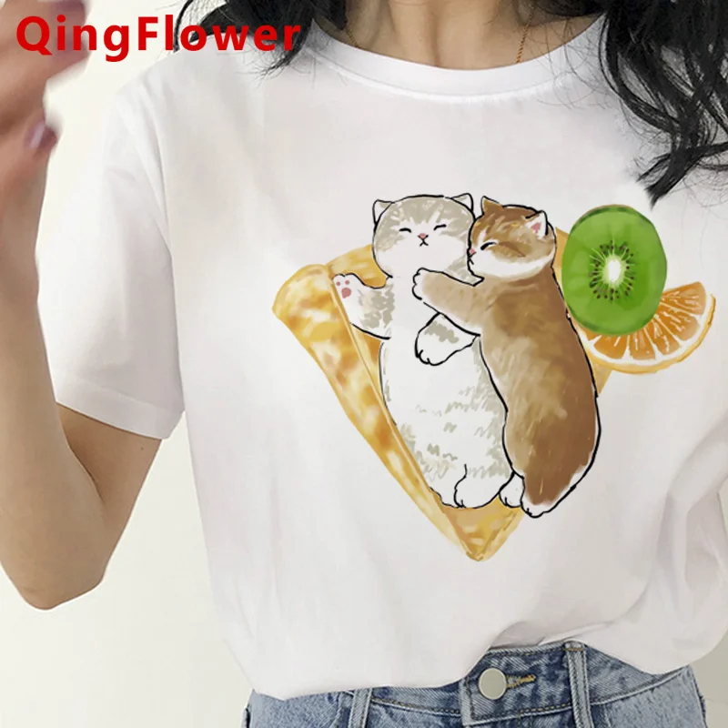 

Футболка женская с рисунком кошки, винтажный топ в Корейском стиле, уличная одежда в стиле гранж, tumblr
