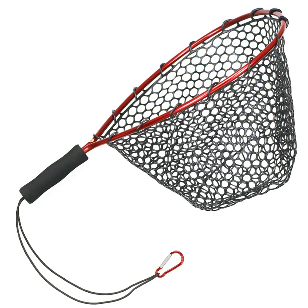 

Soft Silicone Fishing Landing Net Pocket Single Section Aluminum Alloy Short Handle Telescopic Fish Hand Network Mini Netcket
