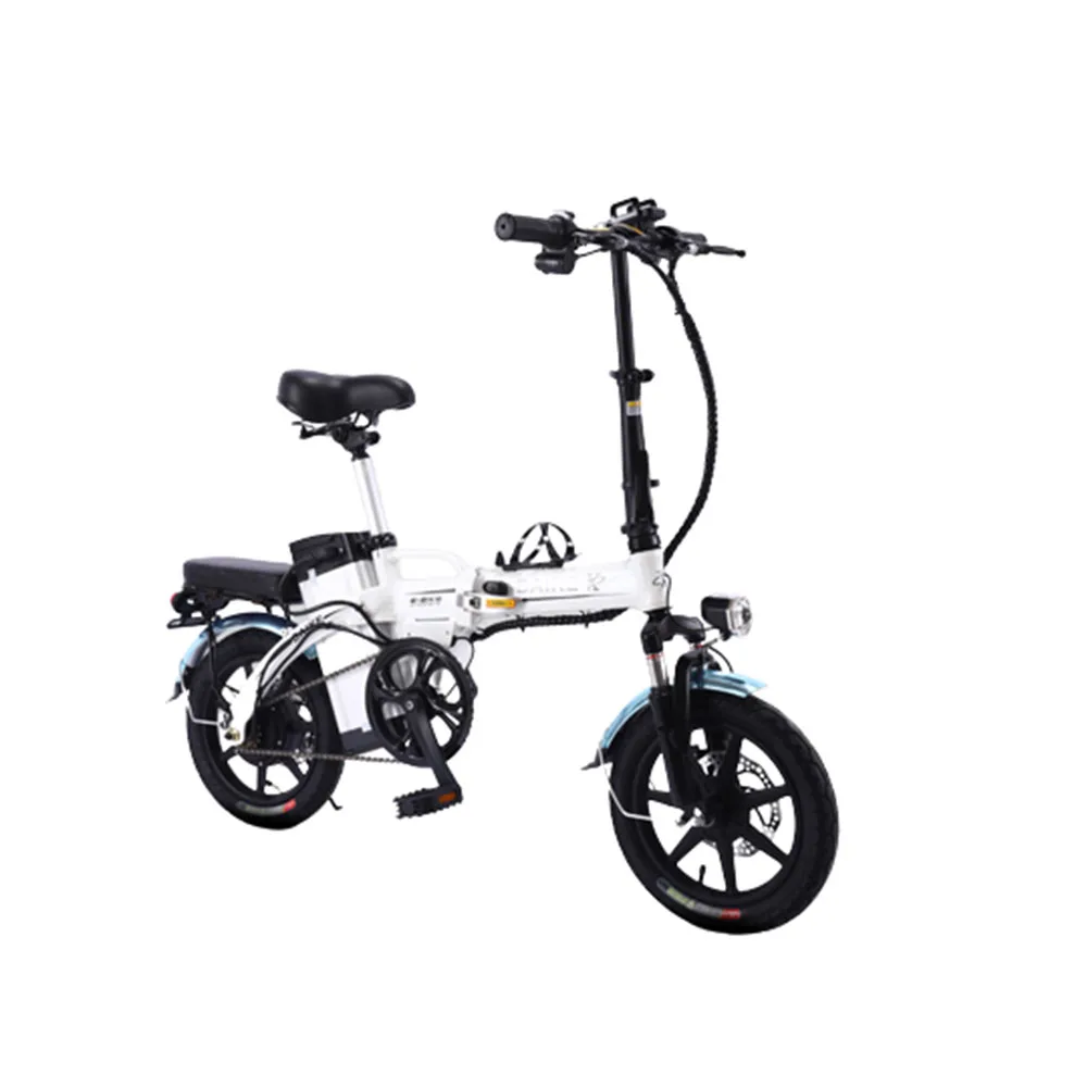 

14 Inches 48V Electric Bicycles Foldable Detachable Lithium Battery Extra Long Range Damping Dual Disc Brake With Rear Seat