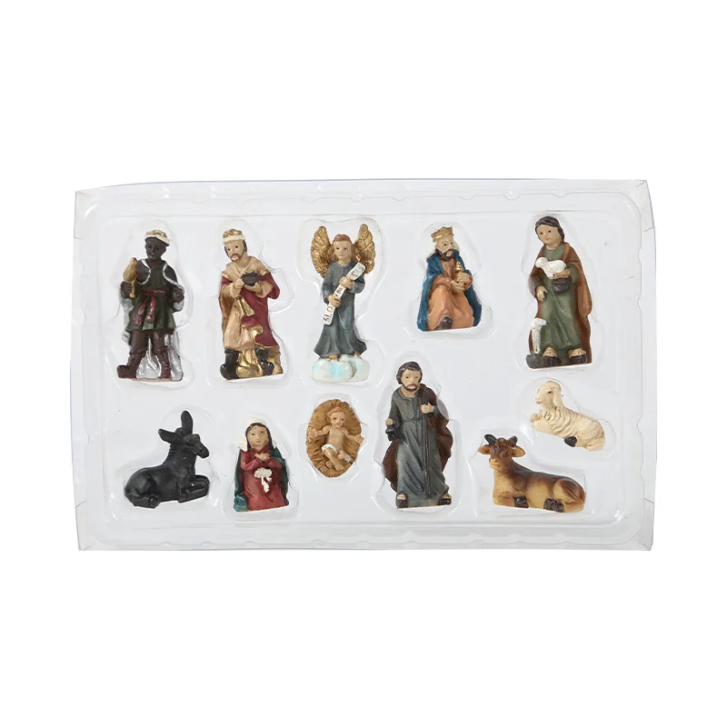 

Group 3cm Manger Religious Ornaments Saint Jesus Birth Resin Craft Gift List church holy Decor religion god Jesus