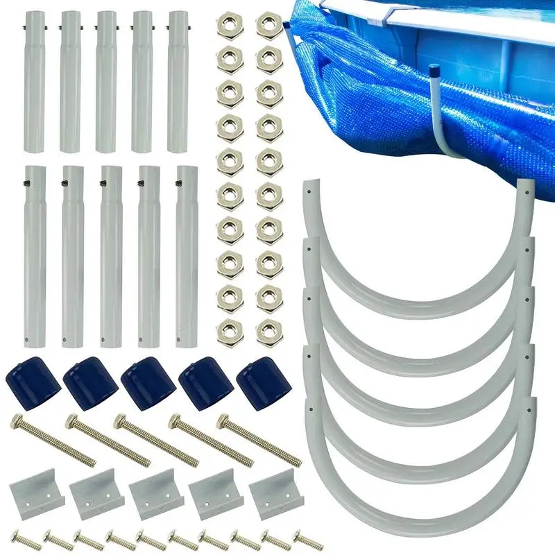 

Swimming Pool Accessories Metal U Shape Bracket Aluminum Pool Cover Holder Space Saving For Backyards Patios Parks Gardens