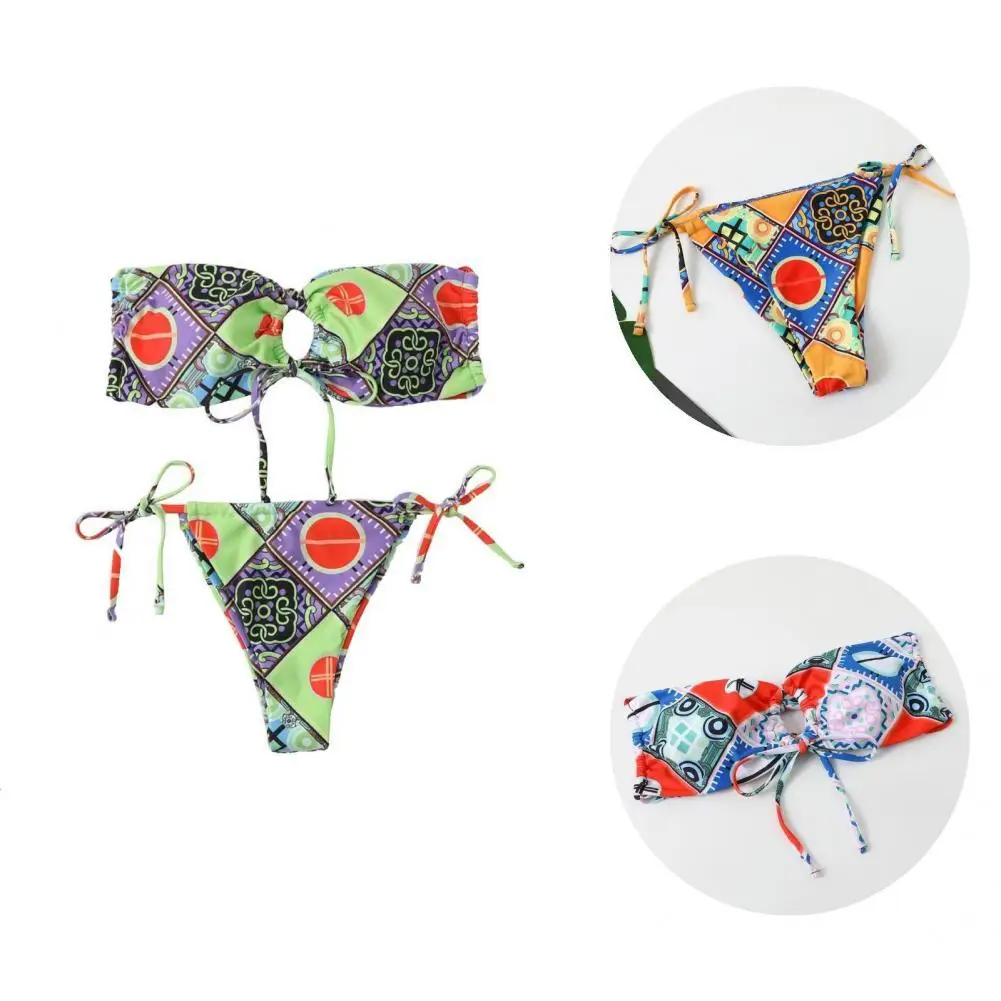 

Lace-up 2 Pcs/Set Fashion Backless Summer Bikini Low Waist Summer Bikini Thong for Spa