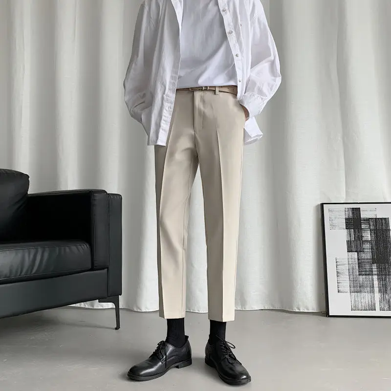 

2022 Korean Style Men's Blazer Trendy Straight Casual Pants Fashion Suit Pants Slim Fit Social Office Trousers Big Size 28-36
