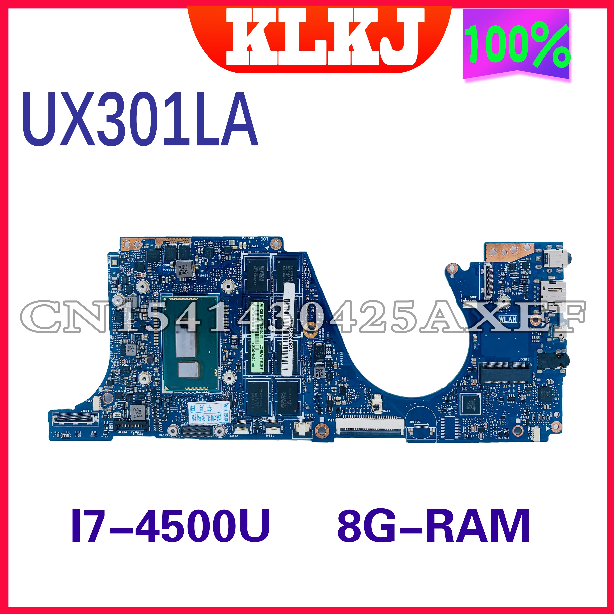 

Dinzi UX301LA Laptop Motherboard For ASUS ZenBook UX301LAA UX301L UX301 Mainboard 8GB-RAM I7-4500U 100% Working Well