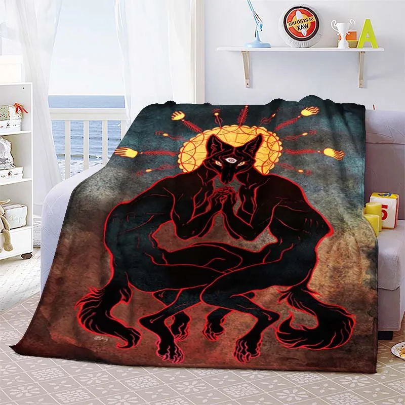 

Soft Comfortable WeightLight Bedroom Home Sofa Couch Bed Decor Adults Gifts Satan Evil Devil Hell Pattern Flannel Throw Blanket