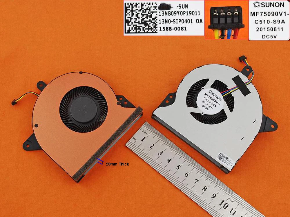 Новый охлаждающий вентилятор для ноутбука Lenovo для ASUS G752v, G752vy, G752vt, G752vl (для вентилятора VGA, оригинал) PN: Технические характеристики 5 В, 20 мм