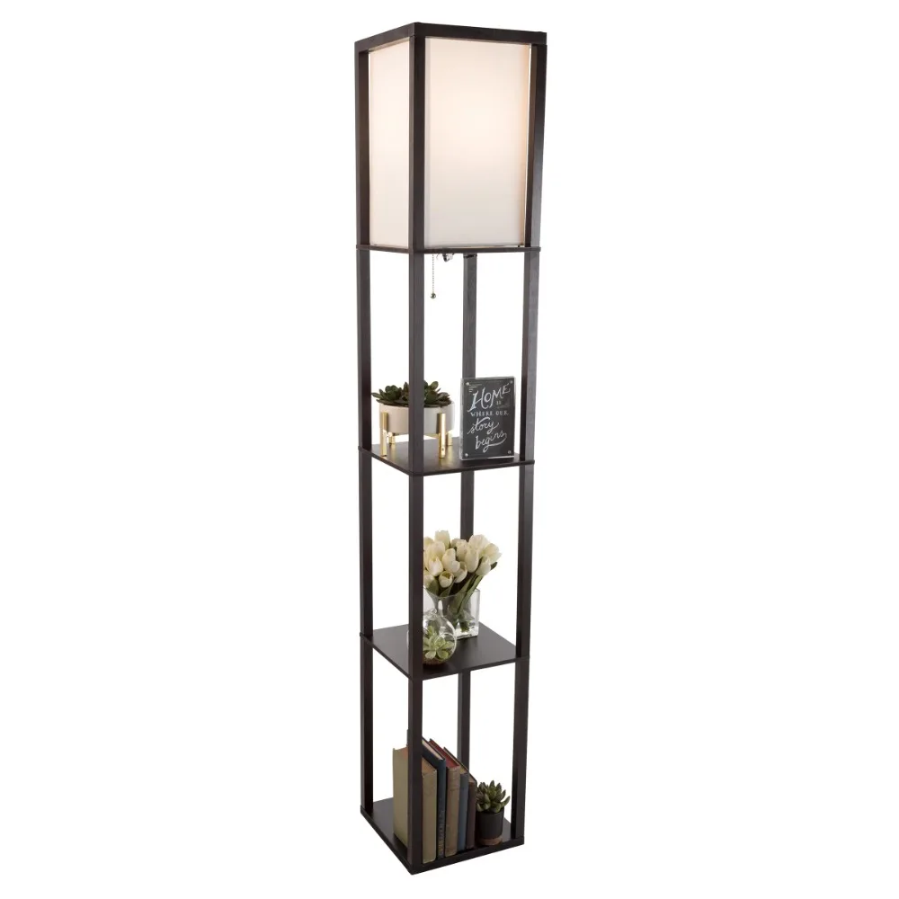 

Lavish Home Floor Lamp Standing Light 3 Tiers of Storage Shelving for Accent Décor Organization Display Shelf Lighting