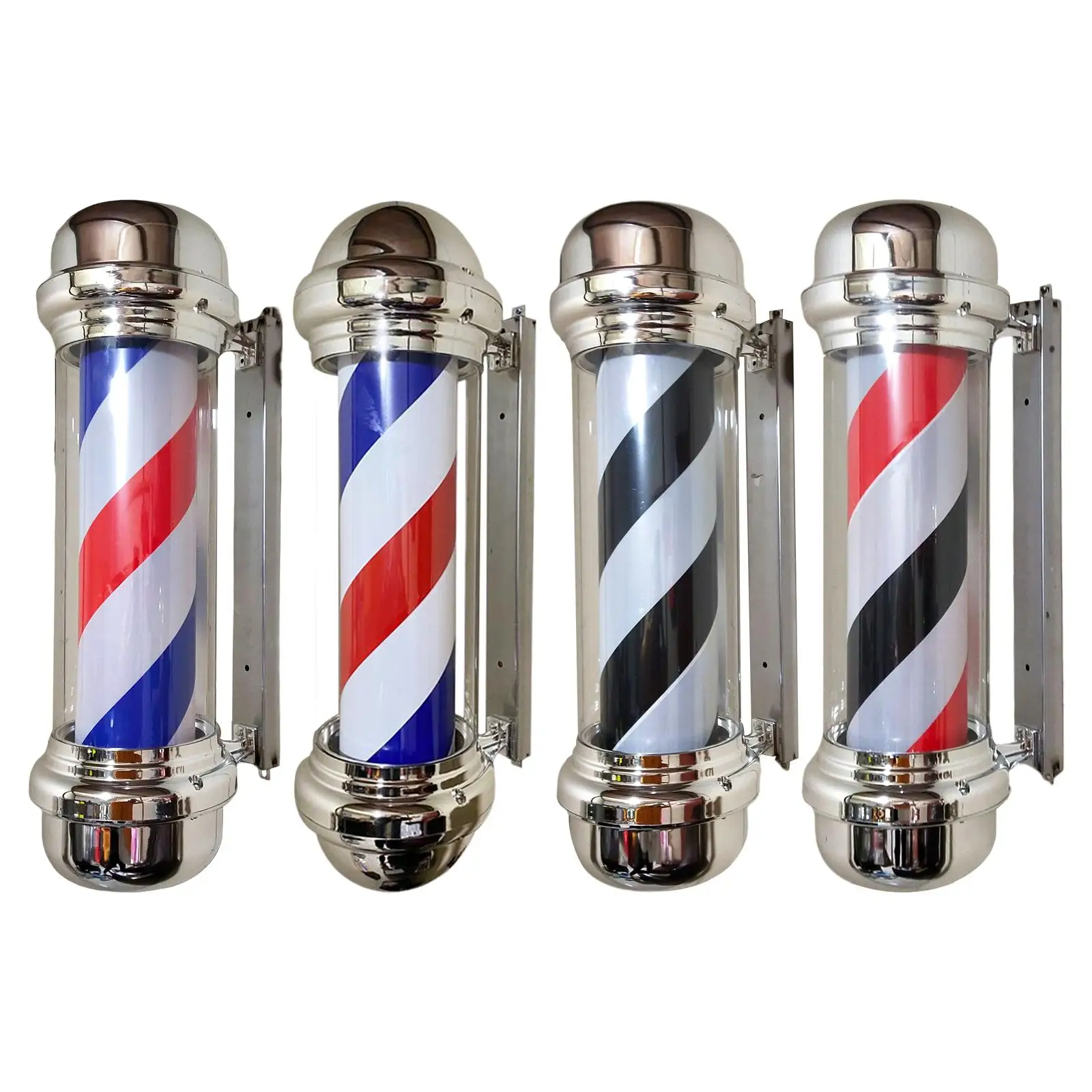 Barber Pole Light 23'' Acrylic Outer Cylinder LED Strips Wall Mount Waterproof Barber Shop Rotating Light for Indoor Outdoor