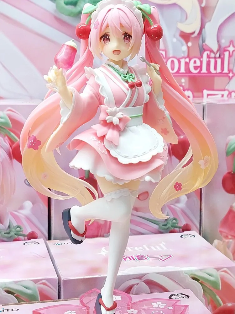 В наличии оригинал Taito Hatsune Miku Coreful Sakura Wafuu Kissa Ver. Фигурка горничной аниме фигурка