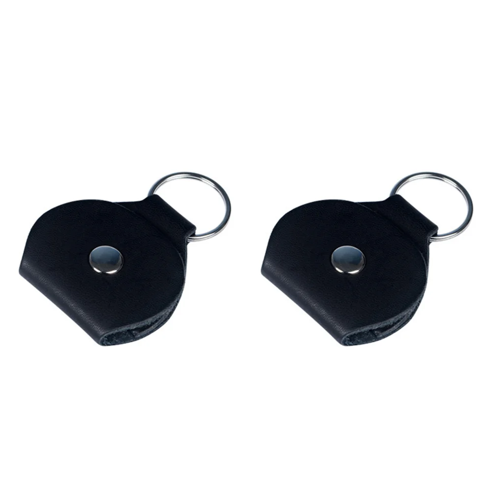 

2Pcs Keychain Guitar Pick Holder Plectrum Bag (Black) Uñetas