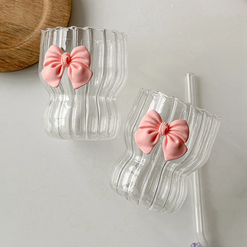Винтажная Ребристая Стеклянная Чашка С Бантом И Волнистым Дизайном Для