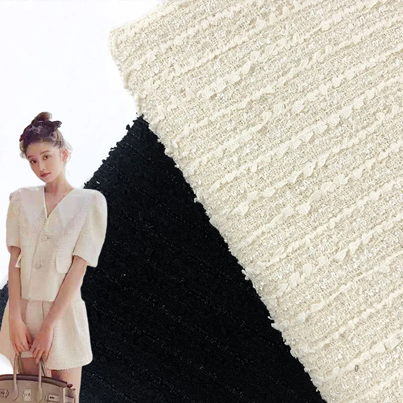

50x145cm Black And White Stripe Yarn-Dyed Tweed Fabric For Women Autumn Jacket Dress Suits Coat Skirt Handbag DIY Cloth Sewing