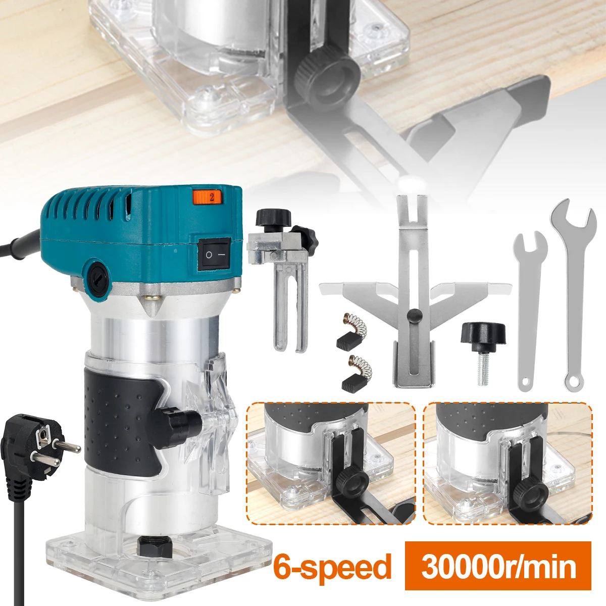 

New Trim Router Wood Router Tool Reusable Compact Router 6 Variable Speed Electric Hand Trimmer Router Durable Professional