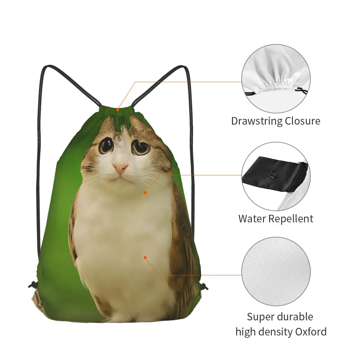 Фото Рюкзаки-мемы Meowl Cat Owl: Забавные, модные, трендовые, повседневные, на шнурке, с карманом для мелочей, сумки для книг для мужчин, женщин и студентов №4