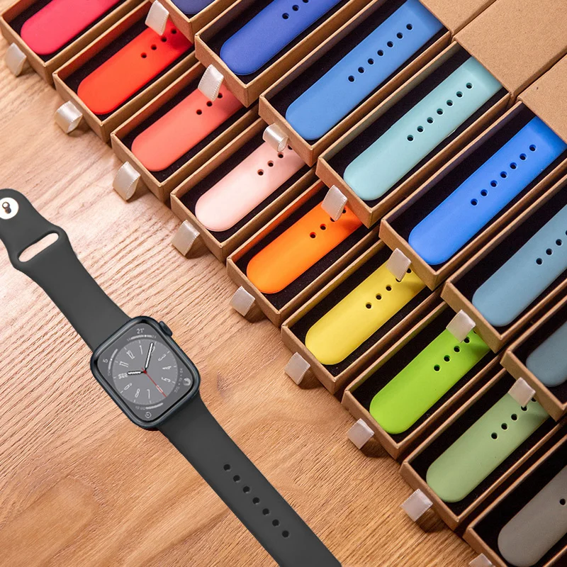 

Silicone Strap For Apple Watch Band 44mm 45mm 49mm 41mm 40mm 42mm 38mm 49 mm correa bracelet iwatch series Ultra 7 se 3 4 5 6 8