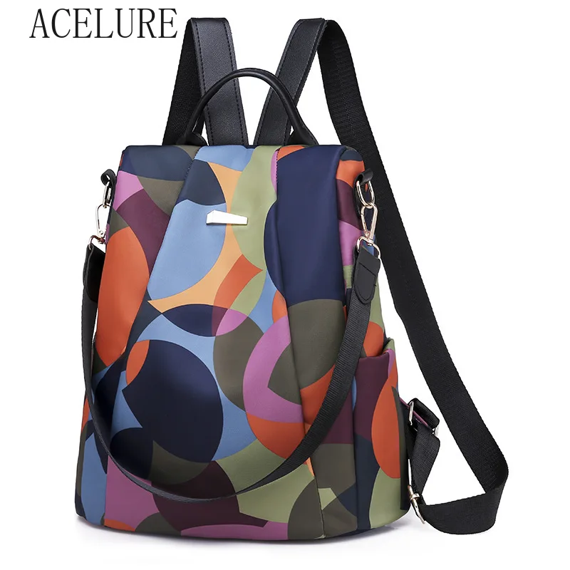 

ACELURE New Ladies Backpack Versatile Fashion Student School Bag Multi-color Oxford Canvas Schoolbag Large-capacity Backpacks