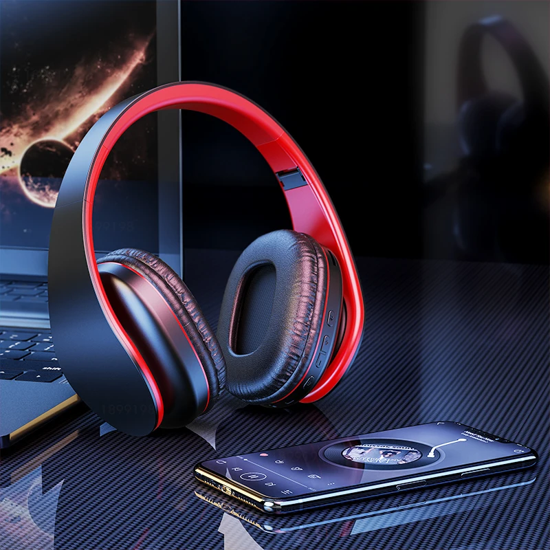 

Bluetooth 5.0 Headphones Foldablel 9D Bass Stereo Wireless Earphone Noise Reduction Gaming Headset Microphone MP3 For Mobile PC