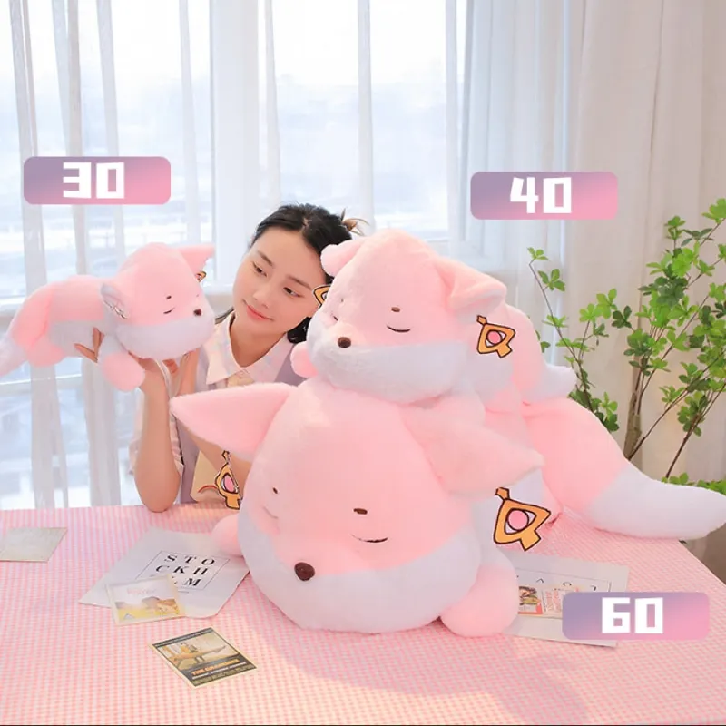

30-60cm Genshin Impact Yae Miko Fox Plush Doll Kawaii Sofa Decorations Animation Derivative Pink Fox Plushies Toys For Children