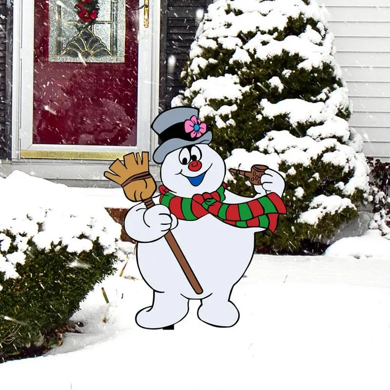 

Snowman Acrylic Decorations Winter Holiday Christmas Garden Stake Art For Outdoor Lawn Patio Snowman Yard Sign