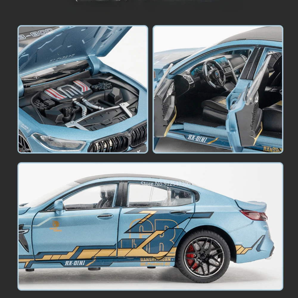 1:24 BMW M8 Миниатюрная модель спортивного автомобиля Игрушки из сплава литой под