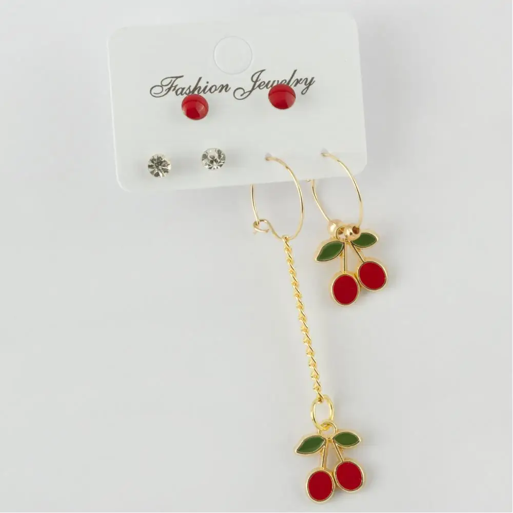 

6'lı Cherry Figured Cabochons Ring Earrings