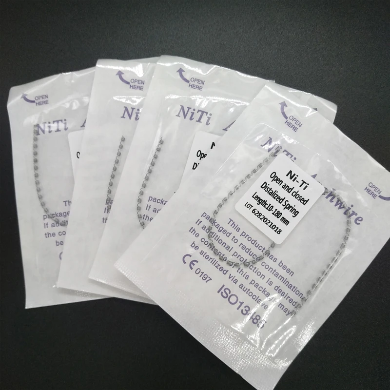 

5Bags Dental Orthodontic NiTi Open Spring Elastic Coil Springs Light Medium Force 0.010/0.012 180mm Dentistry Lab Materials