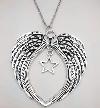 Винтажный Готический Сверхъестественный Пентаграммы Большие Крылья Ангела Крест Звезда Сердце Ожерелье Подвеска Для Женщин Хип-хоп Ювелирные Изделия Бижутерия Подарок.