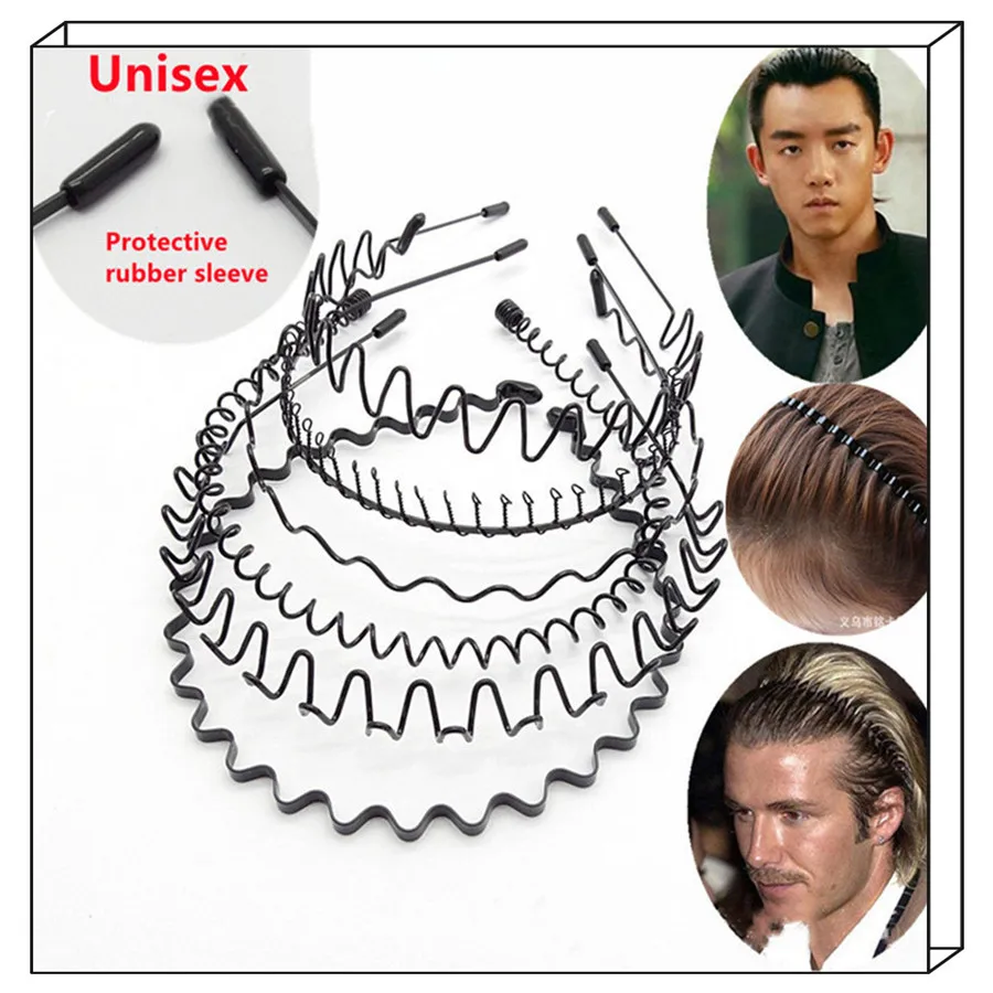 

Men's Headband-Iron steel waves hairband Tide man hair hoop Dorsal head Headband Sports Face washing Headband Headdress