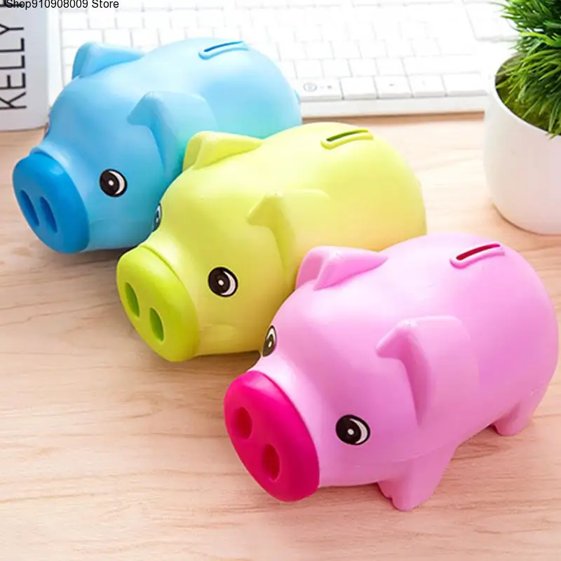 

Coin Money Box Kids Gifts Saving Cash Portable 3 Color Home Decor Cute Cartoon Animals Plastic Piggy Bank Children
