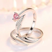 ring angel wing heart womens girls 925 silver jewellery gift adjustable