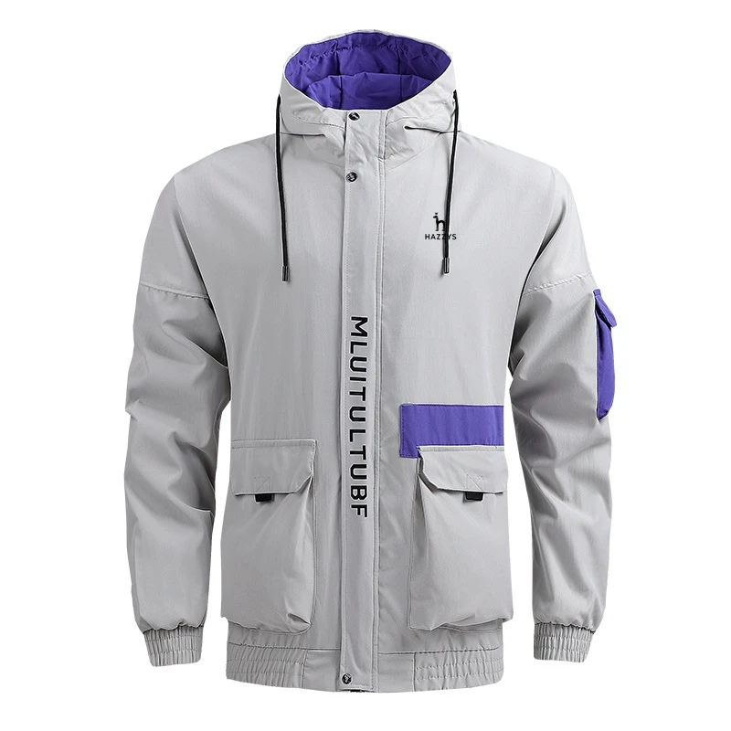 

Hazzys Hoodie Jacket Men Windbreaker Jacket Lightweight Autumn Outdoor Sports Coats With Hood Men Sweatshirt Coat