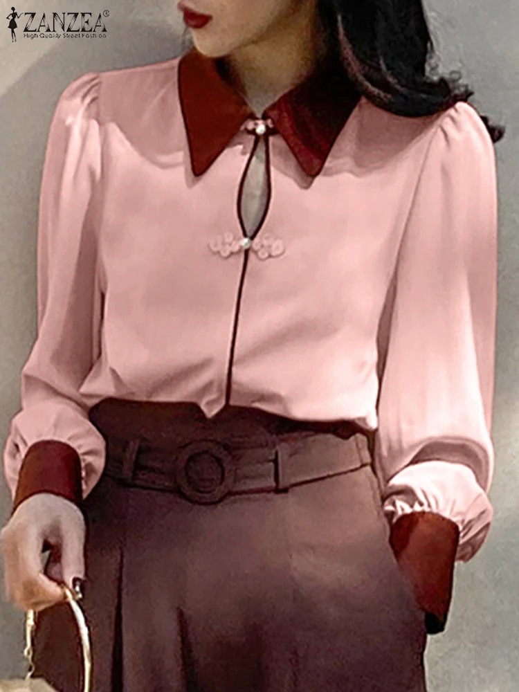 

Женская однотонная блузка с длинным рукавом, свободного покроя