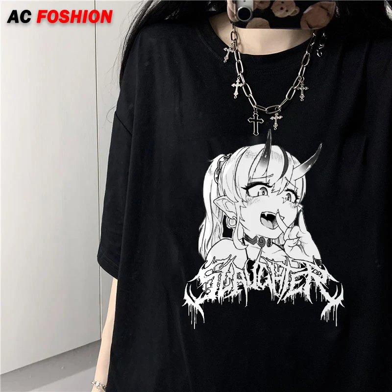 

Women's T-shirt Harajuku Top Punk Summer Vintage Cartoon Anime Print Tshirt Women Loose Casual Unisex Short Sleeve Clothing