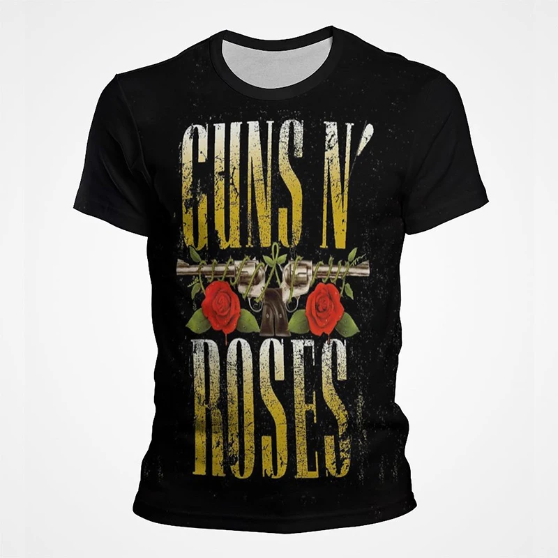 

Band Guns N Roses T Shirt Men Women 3D Print T-shirt Summer Cool Fashion Casual Short Sleeve Hip Hop Streetwear Tops Tee Clothes