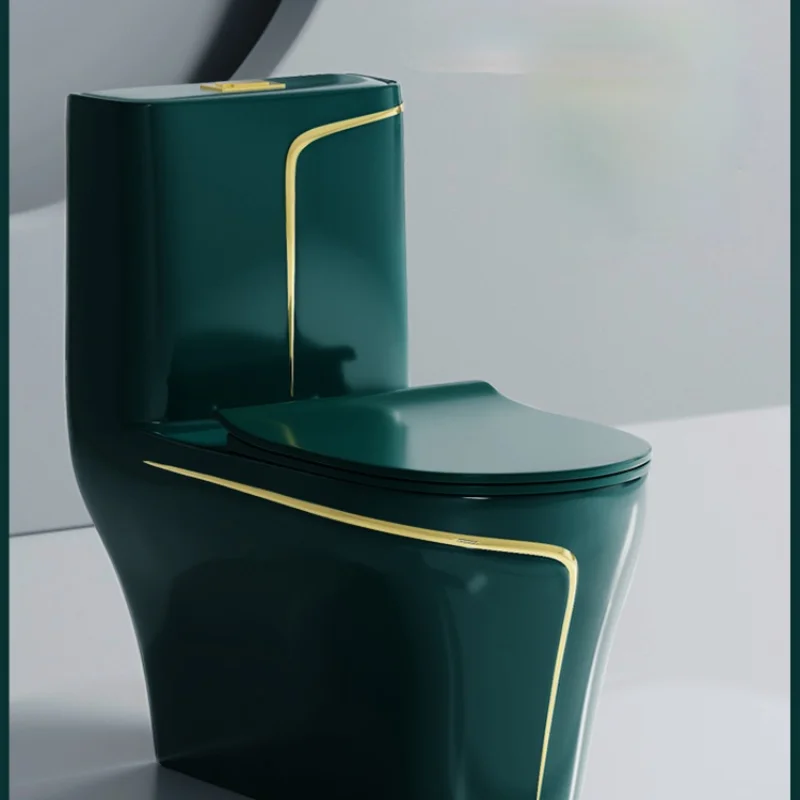 

Dark Green Domestic Toilet Bathroom Color Light Luxury Toilet Siphon Ceramic Pumping Personalized Creative Toilet