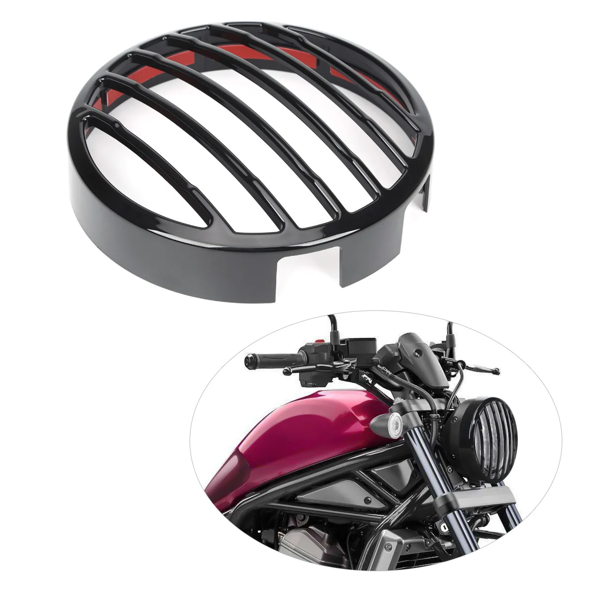 

Motorcycle Headlight Grill Cover For Honda Rebel CMX ABS 300 500 2017-2022 Glossy Black Head Lamp Cap Cover Trim