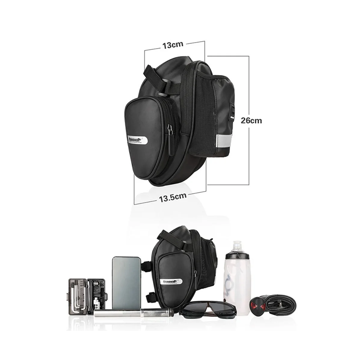 

Rhinowalk Bike Tail Bag Rainproof Saddle Bag Water Bottle Bag High Capacity Folding Road Bike Riding Back Bag