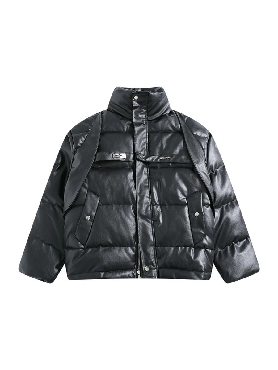 Boyue Ретро Yue Mei Sle Деконструйная короткая куртка из искусственной кожи с