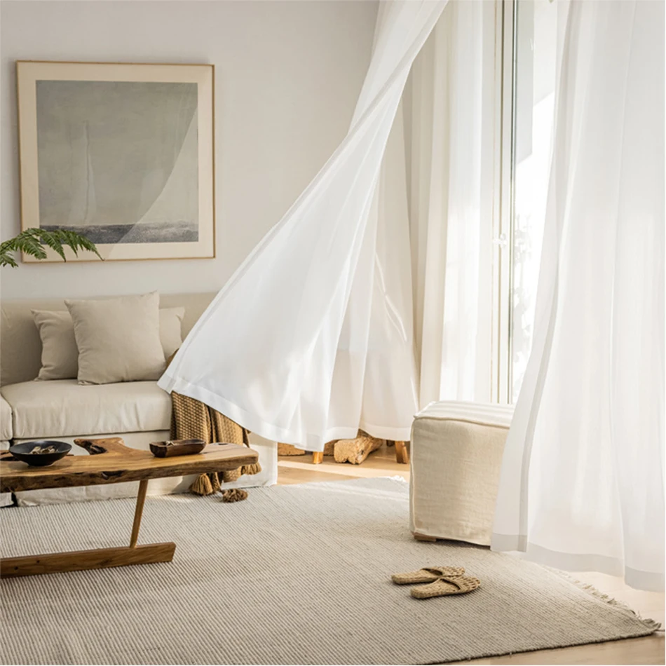 Белые шифоновые шторы дорожные карманные с цветочной кисточкой для кухни