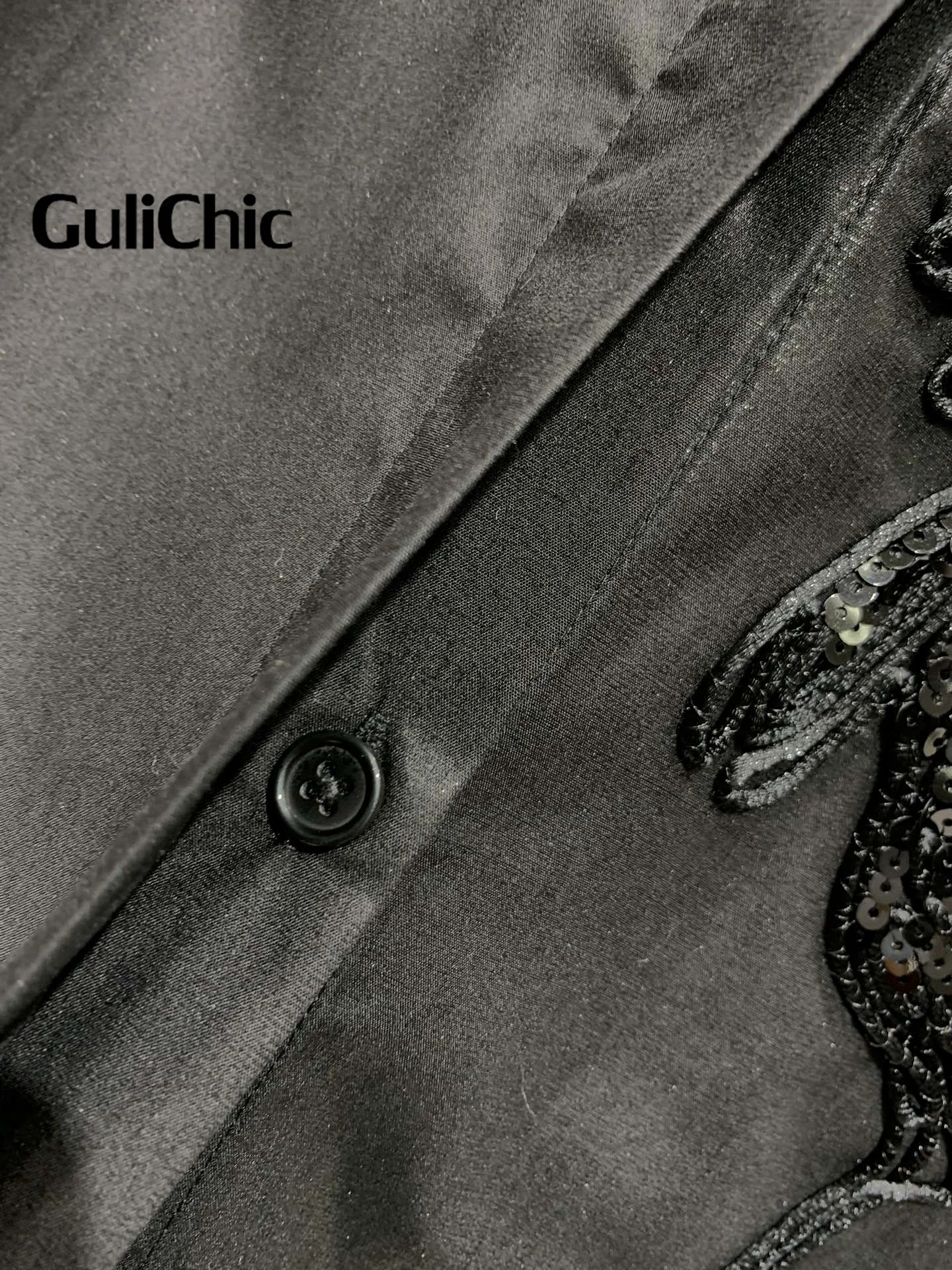 11 12 GuliChic женская рубашка с блестками и вышивкой бисером темпераментная модная