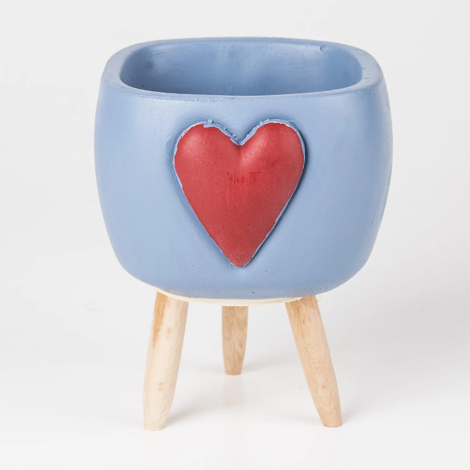 

Sonseason heart square concrete blue flower pot with legs