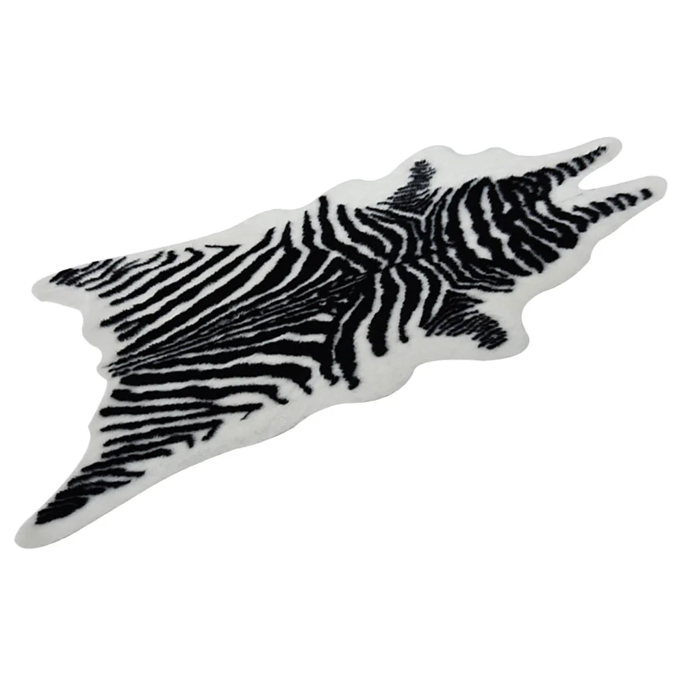 

Living Room Comfortable Zebra Print Floor Rug Fluff Bedside Area Rug Supple Floor Pad
