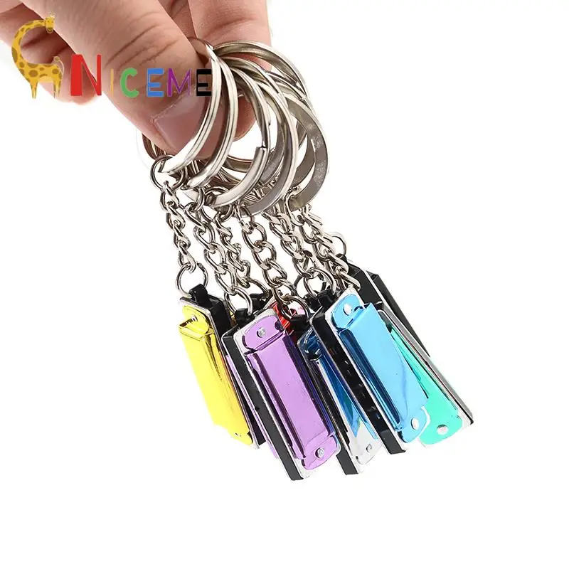 

New Mini 4 Holes 8 Tone Harmonica Keychain Kid Harmonica Toy Gift