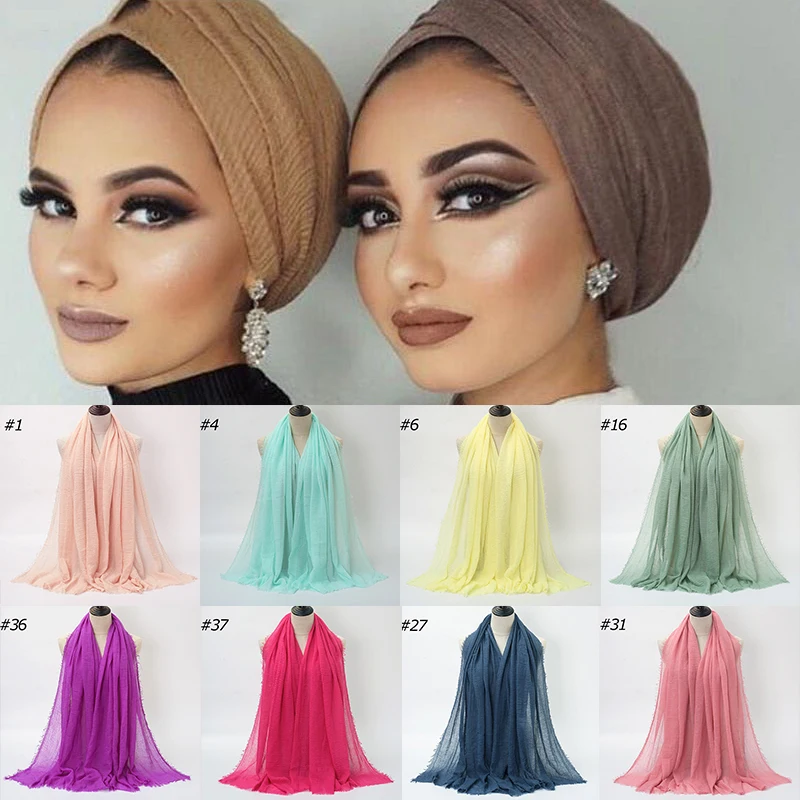 

Женский шарф в складку, Женский мягкий хлопковый головной платок, исламский хиджаб, шали и палантины, однотонный хлопковый однотонный шарф