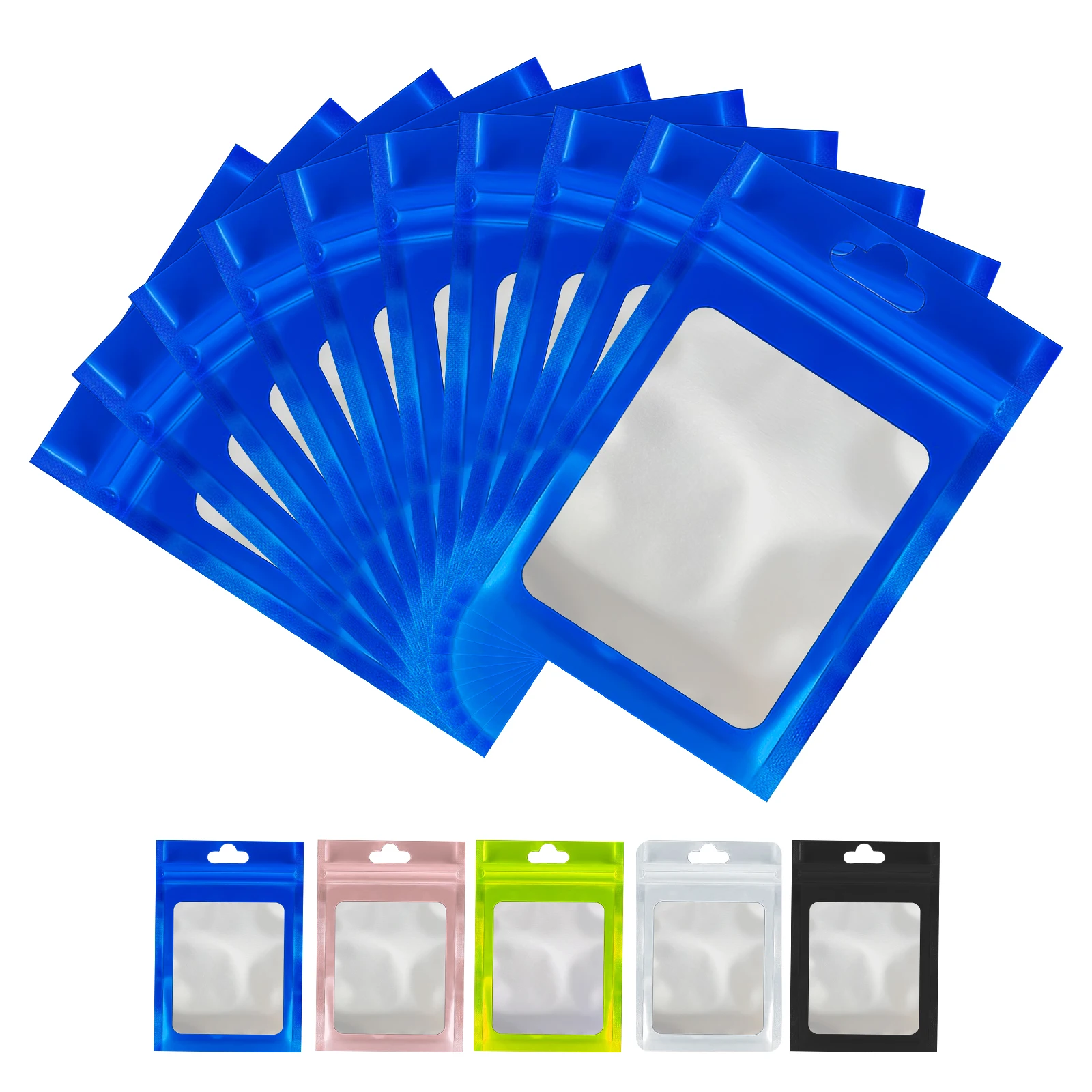 

1000Pcs Resealable Reusable Self Grip Seal Storage Pouches Matte Blue Zip Lock Mylar Foil Tear Notch Food Nut Bag with Hang Hole