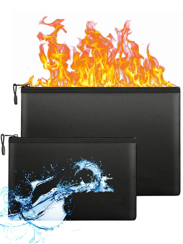 

Portable Fireproof & Waterproof Document Envelope File Folder Cash Pouch Fireproof Money Bag Lipo Safe Bag for Home Office