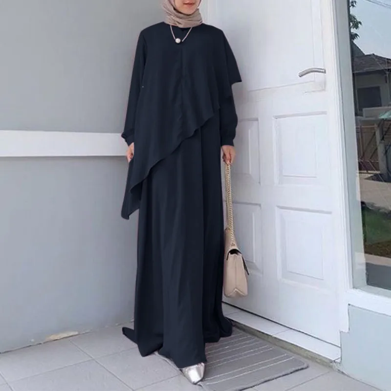 Elegant Turkey Dresses for Women  Sundress Abayakafetan Dress Solid Gown Long Sleeves Muslim Dress Turkish Dresses Abaya Femme